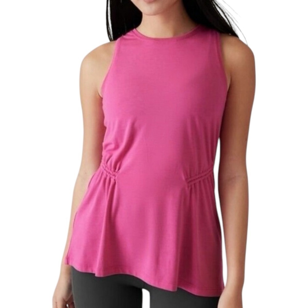Athleta Women's Air Out Cinch Tank Hot Pink Sleeveless Activewear Top Large NWTs